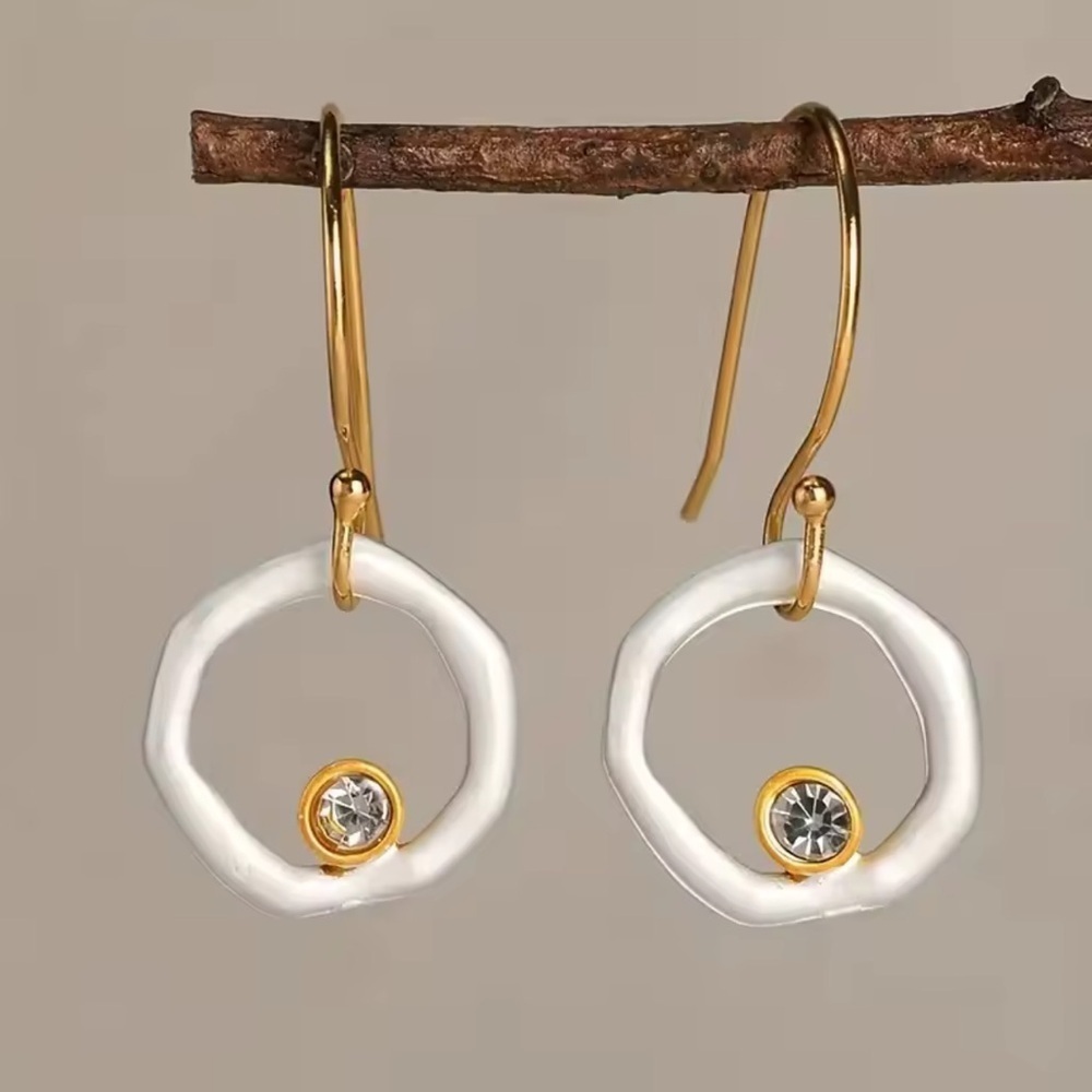 Abstract Circle Earrings with Gold & Crystal Detail